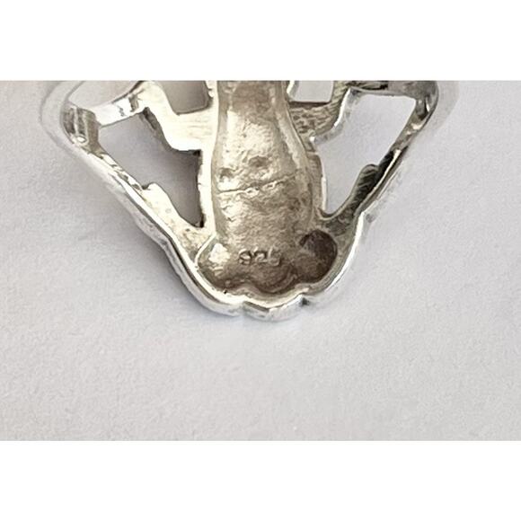 1980s Vintage .925 Sterling Silver & Marcasite Frog Ring Size 7.25 - Picture 5 of 5